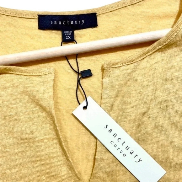 NWT Sanctuary Curve Uptown Split Neck Plus Size Linen Top - Picture 3 of 5